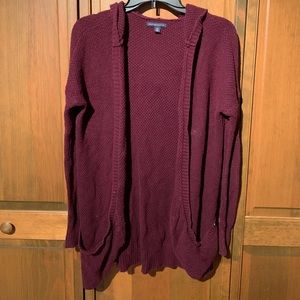 Maroon Hooded Cardigan